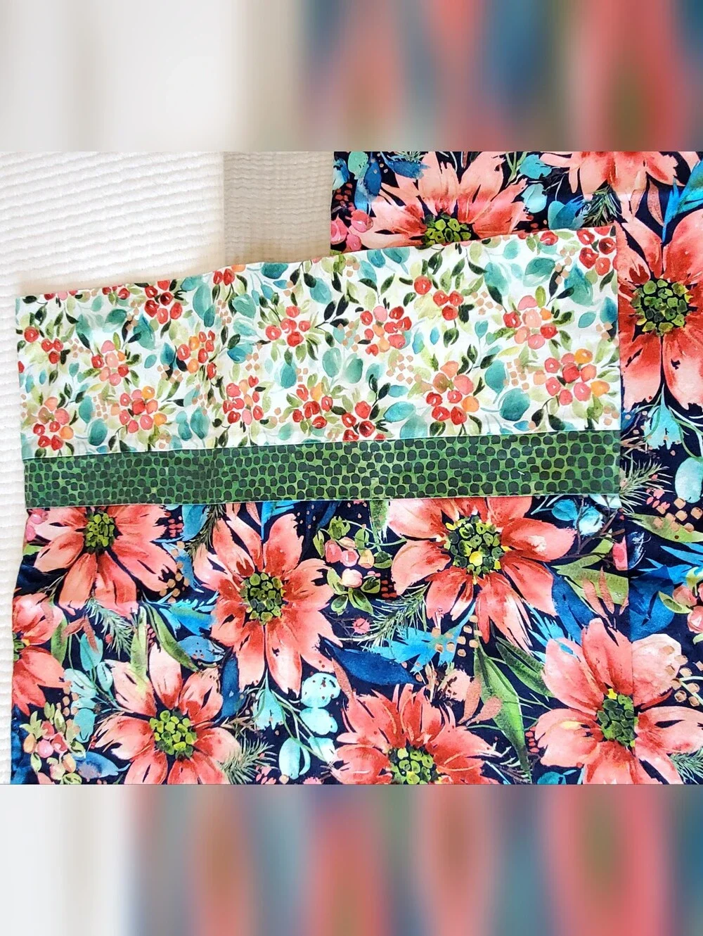Custom King Size Boho Mix Pattern Pillow Sham Set of 2, Quality Cotton Like NEW